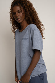 NAVY WASHED EFFECT T-SHIRT - HARLEM