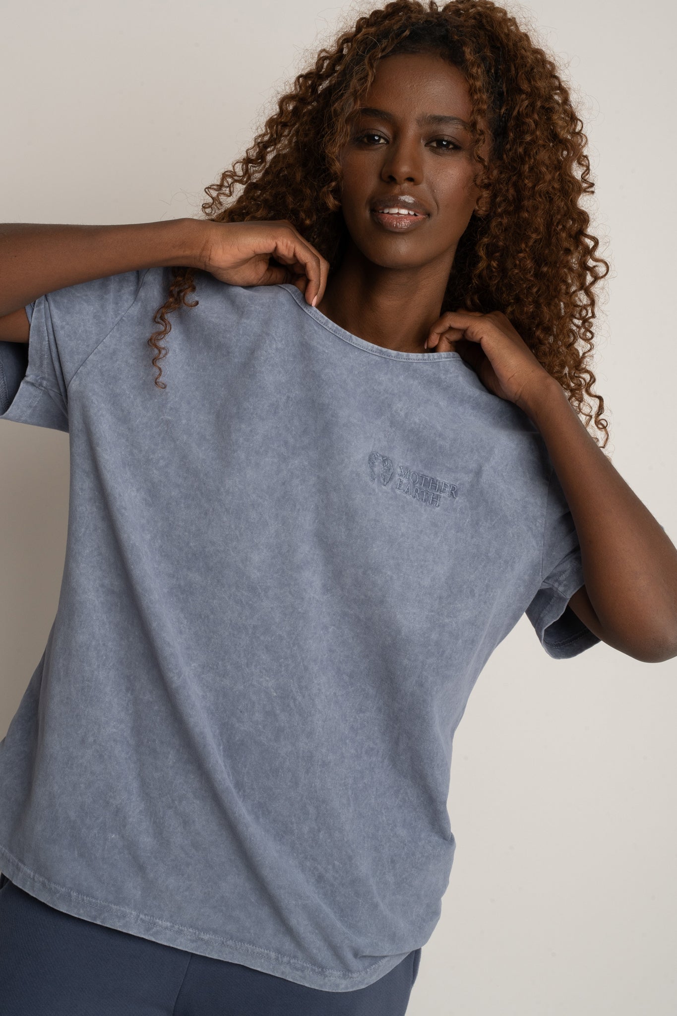 NAVY WASHED EFFECT T-SHIRT - HARLEM