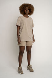 T-SHIRT Z EFEKTEM WASHED BEŻOWY - MOJAVE