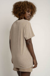 T-SHIRT Z EFEKTEM WASHED BEŻOWY - MOJAVE