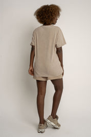 T-SHIRT Z EFEKTEM WASHED BEŻOWY - MOJAVE