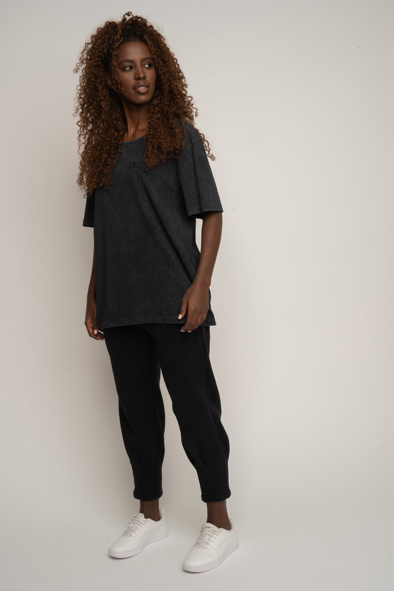 WASHED EFFECT T-SHIRT BLACK - HARLEM