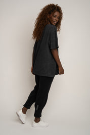 WASHED EFFECT T-SHIRT BLACK - HARLEM