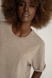 T-SHIRT Z EFEKTEM WASHED BEŻOWY - MOJAVE