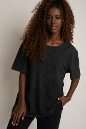 WASHED EFFECT T-SHIRT BLACK - HARLEM