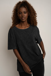 WASHED EFFECT T-SHIRT BLACK - HARLEM