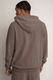 MEN'S HOODIE WITH WASHED EFFECT BROWN - AARHUS