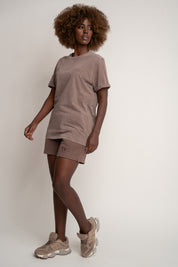 T-SHIRT Z EFEKTEM WASHED BRĄZOWY - MOJAVE