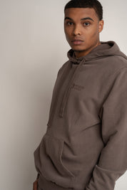 MEN'S HOODIE WITH WASHED EFFECT BROWN - AARHUS