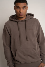 MEN'S HOODIE WITH WASHED EFFECT BROWN - AARHUS