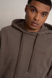 MEN'S HOODIE WITH WASHED EFFECT BROWN - AARHUS