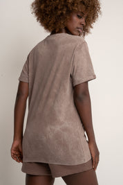 T-SHIRT Z EFEKTEM WASHED BRĄZOWY - MOJAVE