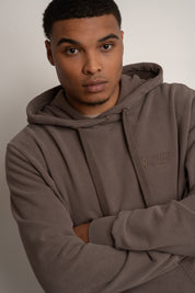 MEN'S HOODIE WITH WASHED EFFECT BROWN - AARHUS