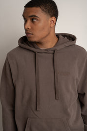 MEN'S HOODIE WITH WASHED EFFECT BROWN - AARHUS
