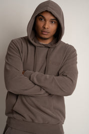MEN'S HOODIE WITH WASHED EFFECT BROWN - AARHUS
