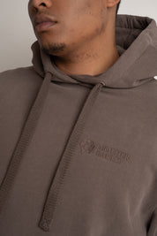 MEN'S HOODIE WITH WASHED EFFECT BROWN - AARHUS