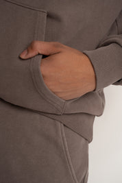 MEN'S HOODIE WITH WASHED EFFECT BROWN - AARHUS