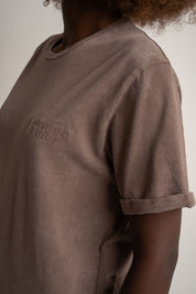 T-SHIRT Z EFEKTEM WASHED BRĄZOWY - MOJAVE