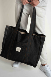 TORBA TYPU SHOPPER  BAG JEANSOWA CZARNA - LIDO