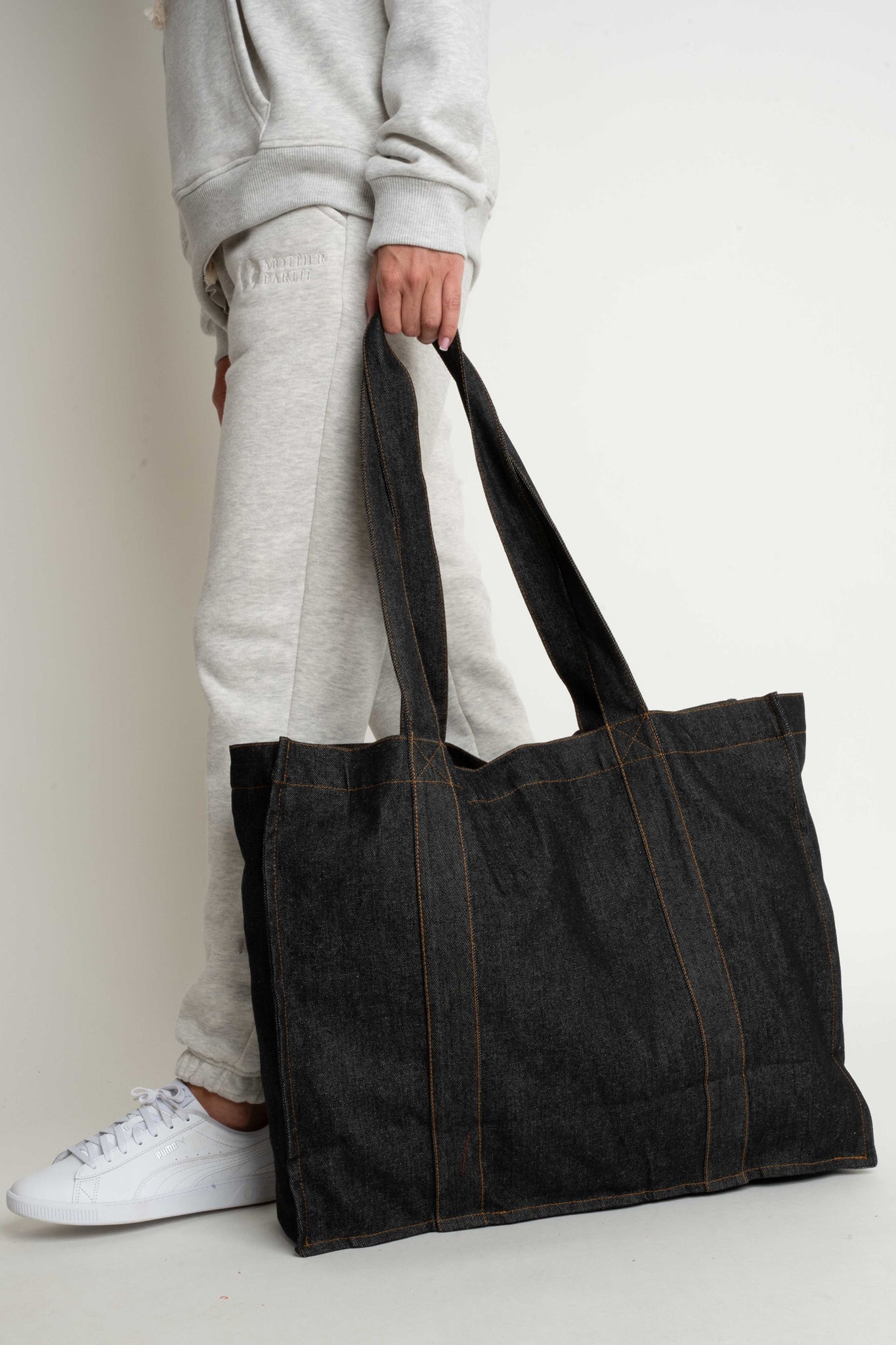 TORBA TYPU SHOPPER  BAG JEANSOWA CZARNA - LIDO