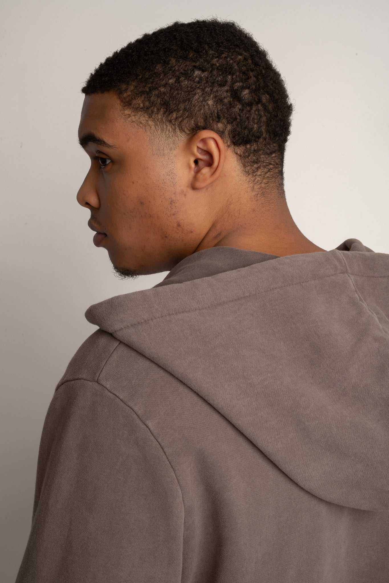 MEN'S WASHED ZIP-UP HOODIE BROWN - STOCKHOLM