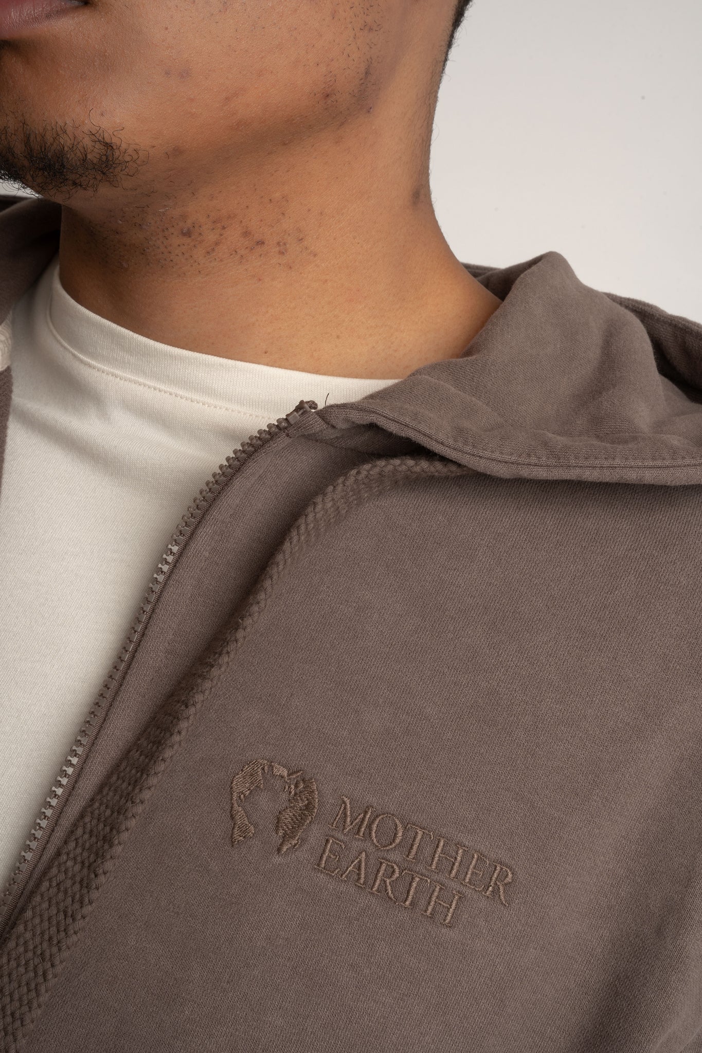 MEN'S WASHED ZIP-UP HOODIE BROWN - STOCKHOLM