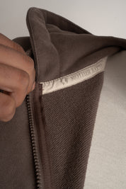 MEN'S WASHED ZIP-UP HOODIE BROWN - STOCKHOLM