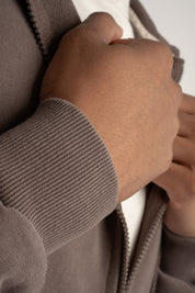 MEN'S WASHED ZIP-UP HOODIE BROWN - STOCKHOLM