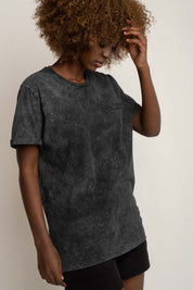 T-SHIRT Z EFEKTEM WASHED CZARNY - MOJAVE
