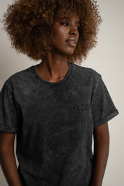 T-SHIRT Z EFEKTEM WASHED CZARNY - MOJAVE