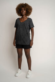 T-SHIRT Z EFEKTEM WASHED CZARNY - SEINE