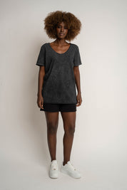T-SHIRT Z EFEKTEM WASHED CZARNY - SEINE