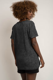 T-SHIRT Z EFEKTEM WASHED CZARNY - SEINE