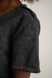 T-SHIRT Z EFEKTEM WASHED CZARNY - SEINE