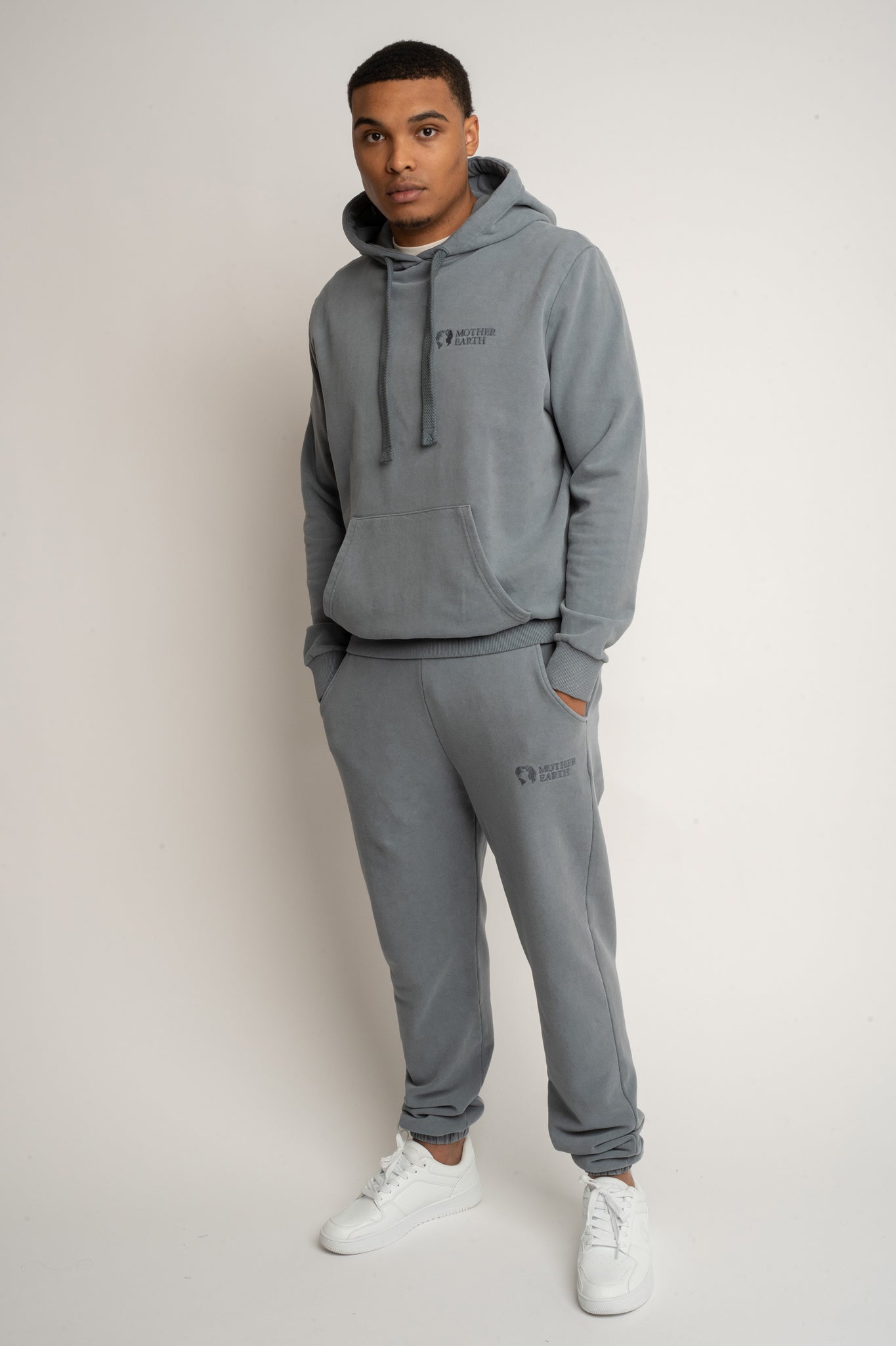 BLUZA MĘSKA Z KAPTUREM Z EFEKTEM WASHED ANTRACYTOWA - AARHUS