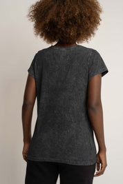 T-SHIRT Z EFEKTEM WASHED CZARNY - YUKON