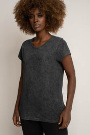T-SHIRT Z EFEKTEM WASHED CZARNY - YUKON
