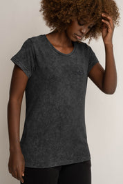 T-SHIRT Z EFEKTEM WASHED CZARNY - YUKON
