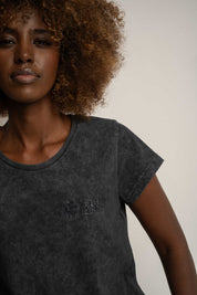 T-SHIRT Z EFEKTEM WASHED CZARNY - YUKON