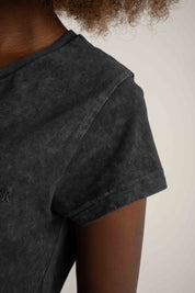 T-SHIRT Z EFEKTEM WASHED CZARNY - YUKON