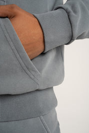 BLUZA MĘSKA Z KAPTUREM Z EFEKTEM WASHED ANTRACYTOWA - AARHUS