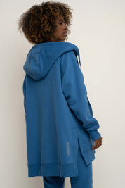 LONG ZIPPERED HOODIE, CORNFLOWER BLUE - ESMERALDA