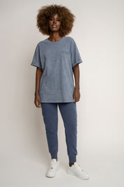 T-SHIRT Z EFEKTEM WASHED GRANATOWY - MOJAVE