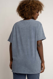 T-SHIRT Z EFEKTEM WASHED GRANATOWY - MOJAVE