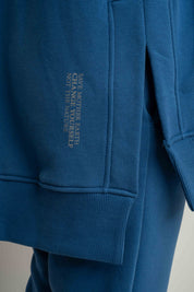 LONG ZIPPERED HOODIE, CORNFLOWER BLUE - ESMERALDA