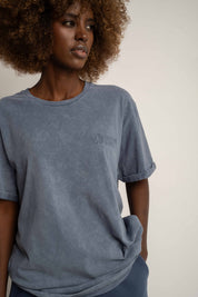 T-SHIRT Z EFEKTEM WASHED GRANATOWY - MOJAVE