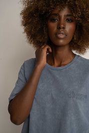T-SHIRT Z EFEKTEM WASHED GRANATOWY - MOJAVE