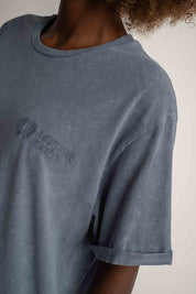 T-SHIRT Z EFEKTEM WASHED GRANATOWY - MOJAVE
