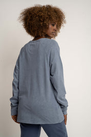 BLUZKA DAMSKA Z EFEKTEM WASHED GRANATOWA - RHINE