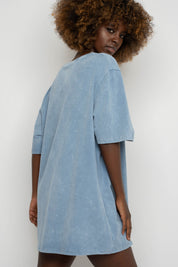 T-SHIRT DAMSKI Z EFEKTEM WASHED CIEMNONIEBIESKI - ARETE